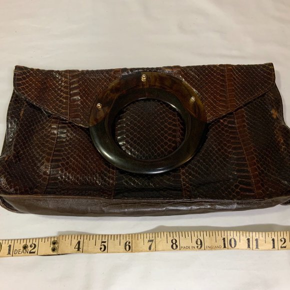 Snakeskin Fold Over Handbag/Clutch - Picture 3 of 5